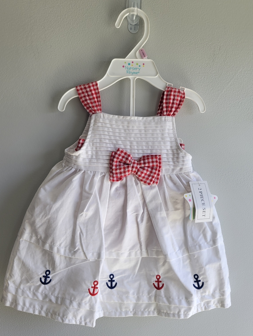 NWT Nursery Rhyme Baby Girls 6-9 Months 2 Piece Dress/Bloomers Anchor Beach